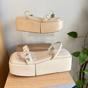 Cult Gaia Onyx Slingback Platform Sandals Sz 36.5